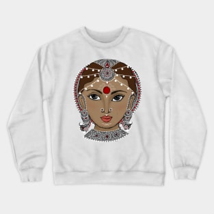 Sketch Face : Traditional Beautiful Indian Women Face Crewneck Sweatshirt